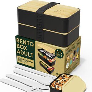 Stackable Bento Lunch Box Containers Microwave & Dishwasher Safe